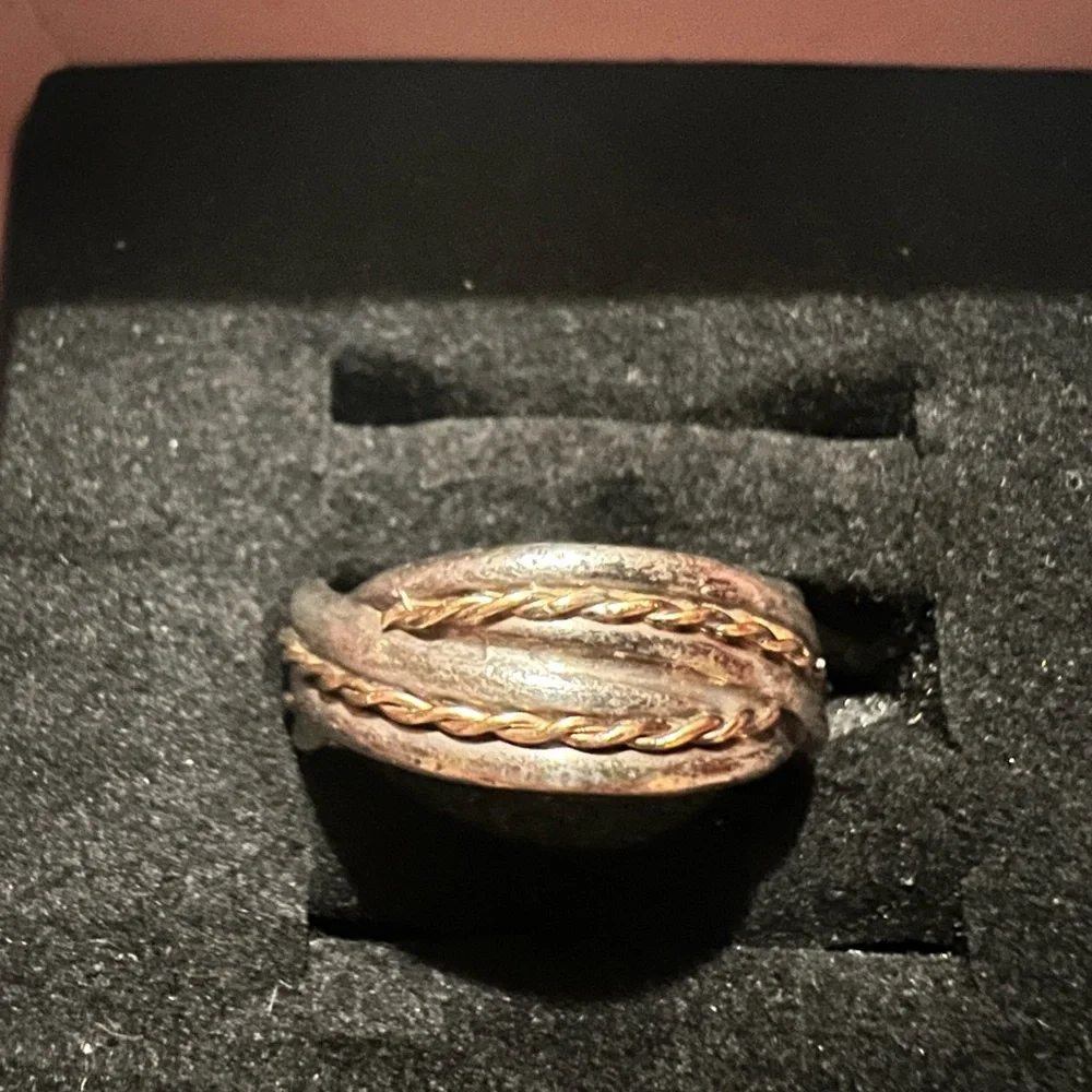 Sterling silver & 14k rope‎ style ring size 7